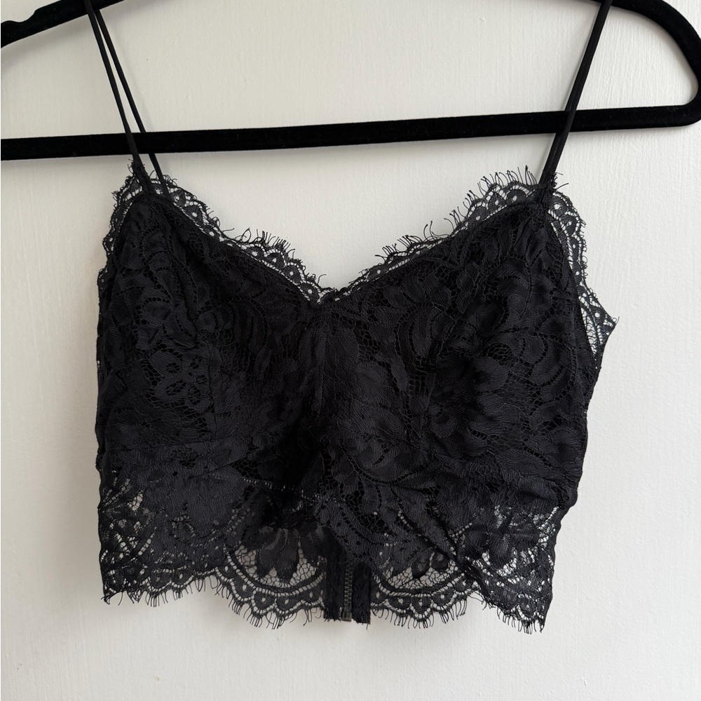 Topshop Black Lace Crop Bralette- Size US 2